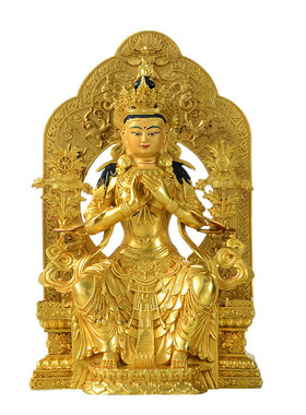 全鎏金弥勒佛强巴佛摆件