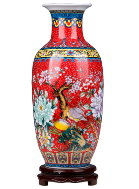 中式珐琅彩花瓶装饰品博古架摆件