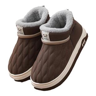 高帮棉拖鞋包后跟男款皮面冬季防水户外穿保暖鞋加厚底轻便棉鞋女