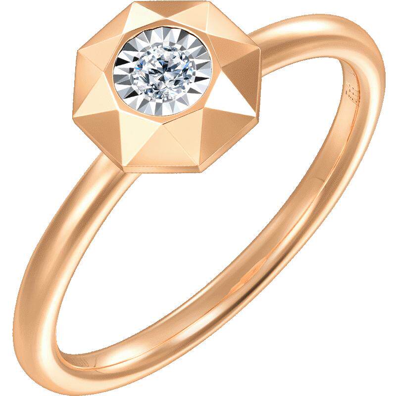 周生生18K白色及玫瑰色黄金炫幻小太阳钻石戒指92925R