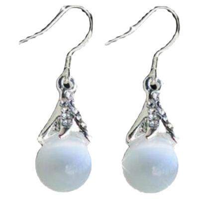 耳环女猫眼石女时尚气质925纯银