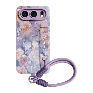 GGUU适用荣耀500手机壳500pro保护套400新款400pro硅胶pro腕带支架300挂绳全包防摔honor的300女油画花丛系列