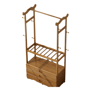 简易衣帽架家用衣架卧室落地挂衣架柜式网红挂衣服架子置物架实木