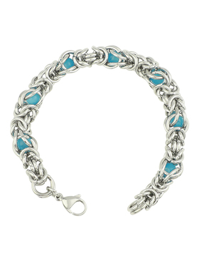 克莱因蓝猫眼石不锈钢手链嘻哈男