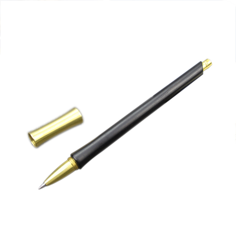 亦莲居 黑檀木镶嵌黄铜宝珠笔 檀木质中性笔 高档商务签字笔定制