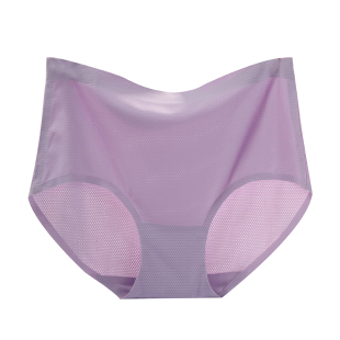 4条装大码冰丝无痕高腰内裤200斤加肥加大无痕网眼透气夏薄透气三