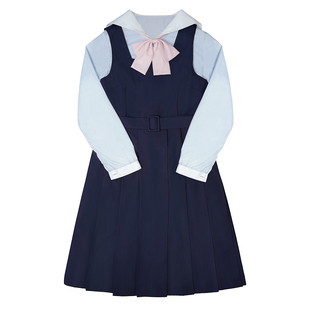 中牌制服馆 夏月 校供感绀色TR面料长袖背心裙