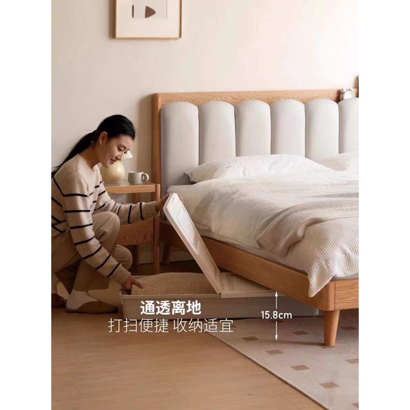工厂直销全实木软包床橡木琴键床卧室简约白色主卧双人床
