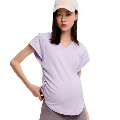 SELLYNEAR抽褶弹力舒适气质T恤