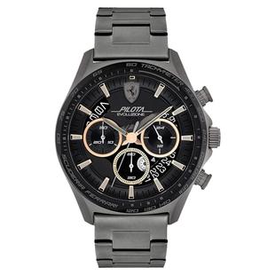 代购Ferrari法拉利手表男运动三眼表盘哑光灰钢带石英欧美腕表08