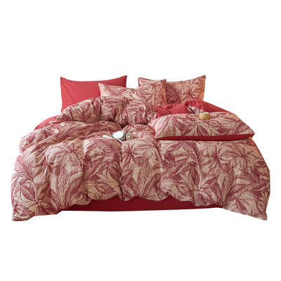 复古高级感加厚纯棉磨毛床上四件套100全棉高级感被套床单三件套