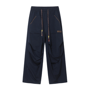 BIPOLAR民族风口袋伞兵裤子美式工装直筒男女同款宽松情侣