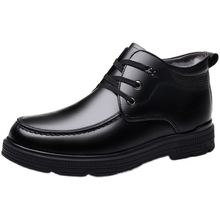 冬季男士棉皮鞋加绒加厚真皮羊毛中老年高帮保暖棉鞋男36一48大码