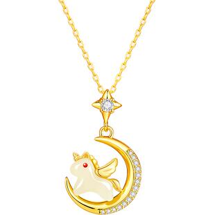 以梦为马中国黄金珍尚银纯银项链2026属马本命年礼物送女友S925