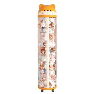 娃娃收纳桶毛绒玩具收纳神器高颜值儿童玩偶公仔透明拉链款收纳筐