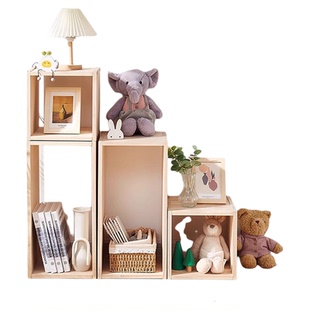 实木置物架落地木框定做收纳展示柜自由组合书架正方形方格子木架