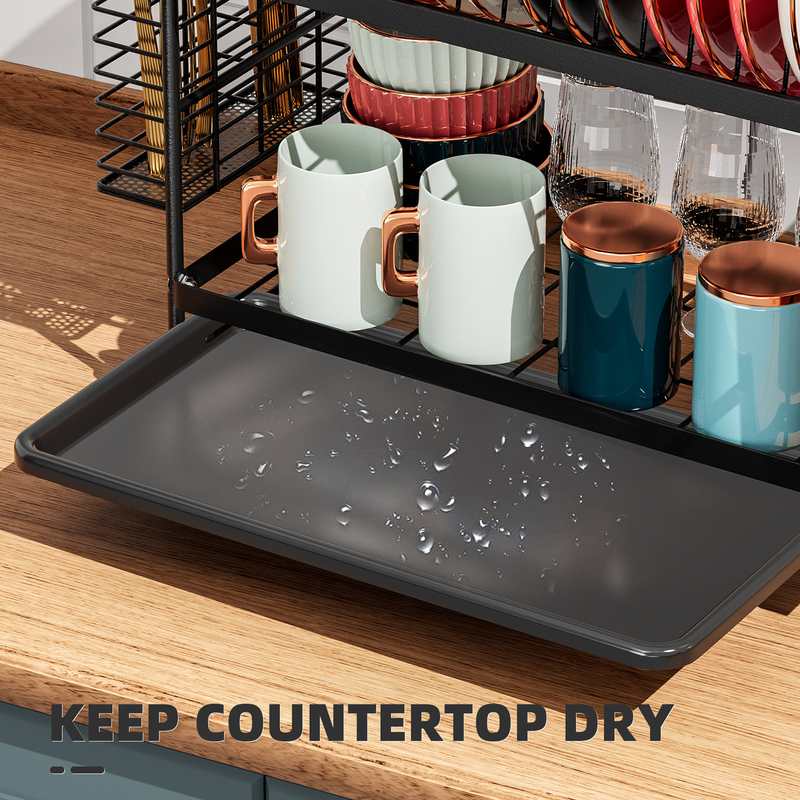 厨房台面沥水碗架家用餐具多功能置物架收纳收纳盒碗筷防锈碗盘架