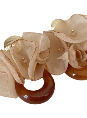 美拉德滴釉圈圈花瓣耳环