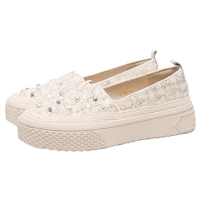 星期六板鞋女2026年春季休闲一脚蹬珍珠装饰厚底渔夫鞋SSE1111099