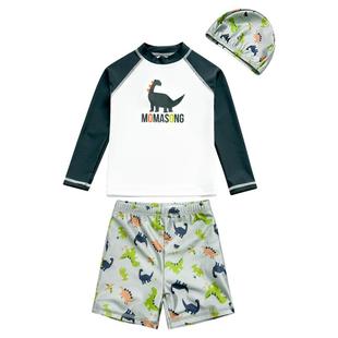 Momasong儿童游泳衣男童2025新款分体长袖防晒中小童男孩泳裤套装