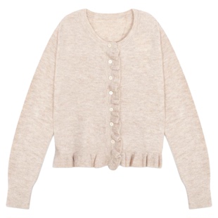 LOWRYS FARM针织衫女2025冬季新款慵懒清新木耳边毛衣596329