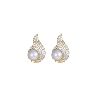 2023新款耳环潮一生钟爱银针耳钉珍珠微镶贝珠水滴耳饰时尚气质女