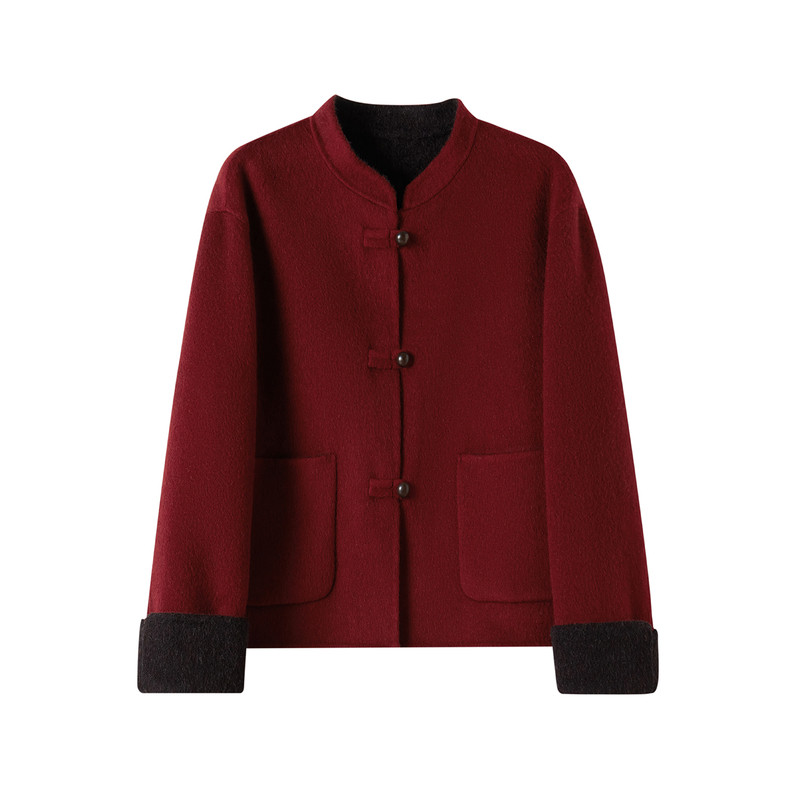 洋气短款双面呢外套女羊绒上衣服