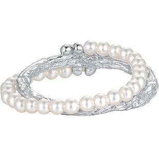 YVMIN尤目 珍珠链糖纸戒指多层肌理925银戒圈生日礼物