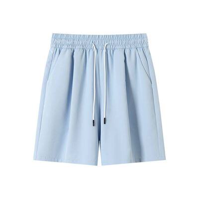 紫色奶芙五分裤女夏季薄款a字显瘦垂感小个子阔腿裤冰丝山本短裤