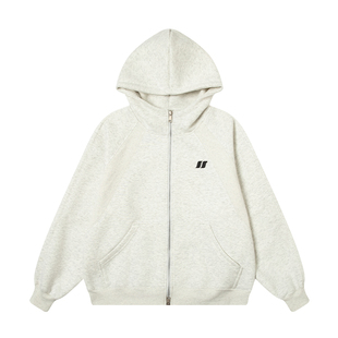 丛林老虎潮牌重磅拉链加绒卫衣男美式休闲上衣情侣连帽开衫外套冬