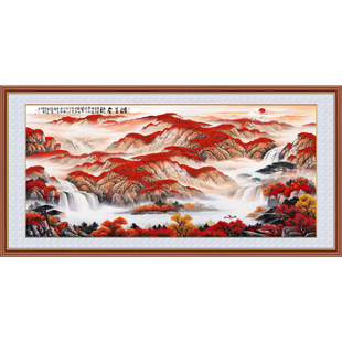 自粘贴画客厅装饰画鸿运当头山水画墙贴挂画贴纸办公室背景聚宝盆