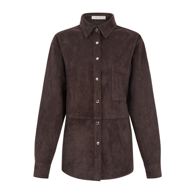 复古宽松麂皮衬衫外套显瘦上衣