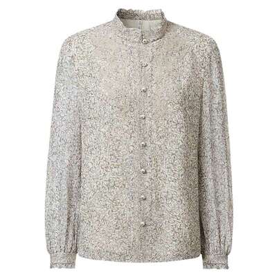 桑蚕丝木耳边乔其衬衫