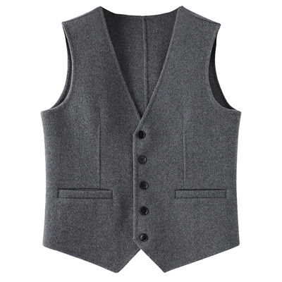 【100%羊毛】男士秋冬双面呢子马甲加厚背心保暖V领羊绒无袖坎肩