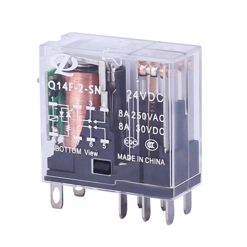 正启Q14F-2-SN通用薄型电磁继电器220v交流中间小型5/8脚直流24v