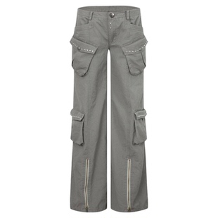 DoublePunch春夏原创做旧洗水西部风格直筒阔腿窄裆工装裤