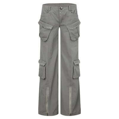 洗水西部风格直筒阔腿窄裆工装裤