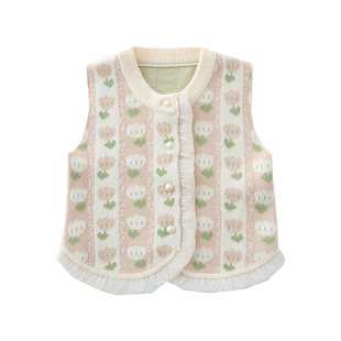 女童毛衣马甲婴儿童小背心女宝宝薄春季婴幼儿针织马夹外穿新洋气
