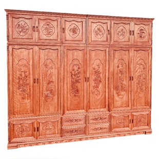 中式红木家具顶箱衣柜金花梨木卧室全原木家用二三四五六门大衣柜