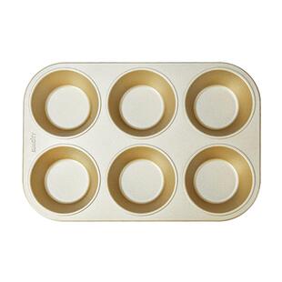 阳晨6连马芬烤盘工具12连圆形蛋糕碳钢不沾麦芬多连家用烘焙模具