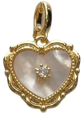 Rina's 天然贝母花边爱心简约复古款项链手链用可拆卸可打开吊坠