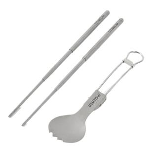 纯钛折叠筷子勺子伸缩筷可拆卸户外野营便携餐具钛筷空心叉子露营