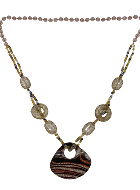 复古豹纹几何吊坠项链小众设计感四季长款毛衣链时尚树脂配饰