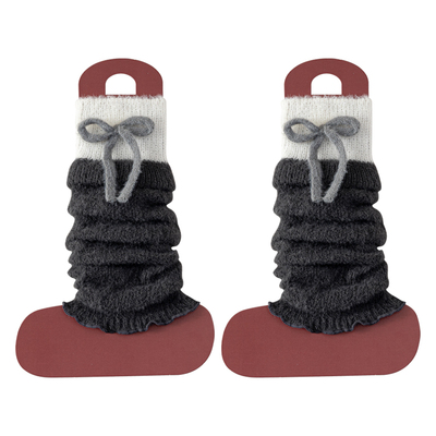 蝴蝶结堆堆袜套女秋冬美拉德拼接