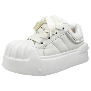 板鞋男2026春季新款5CM轻质发泡厚底面包鞋宽版百搭贝壳头小白鞋