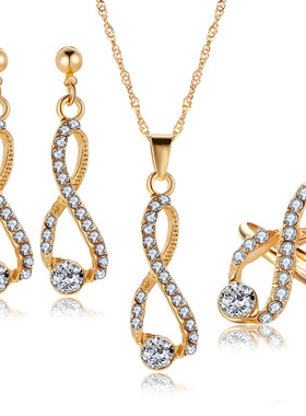 Wedding women crystal diamond earrings necklace jewelry set