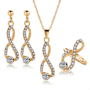 Wedding women crystal diamond earrings necklace jewelry set