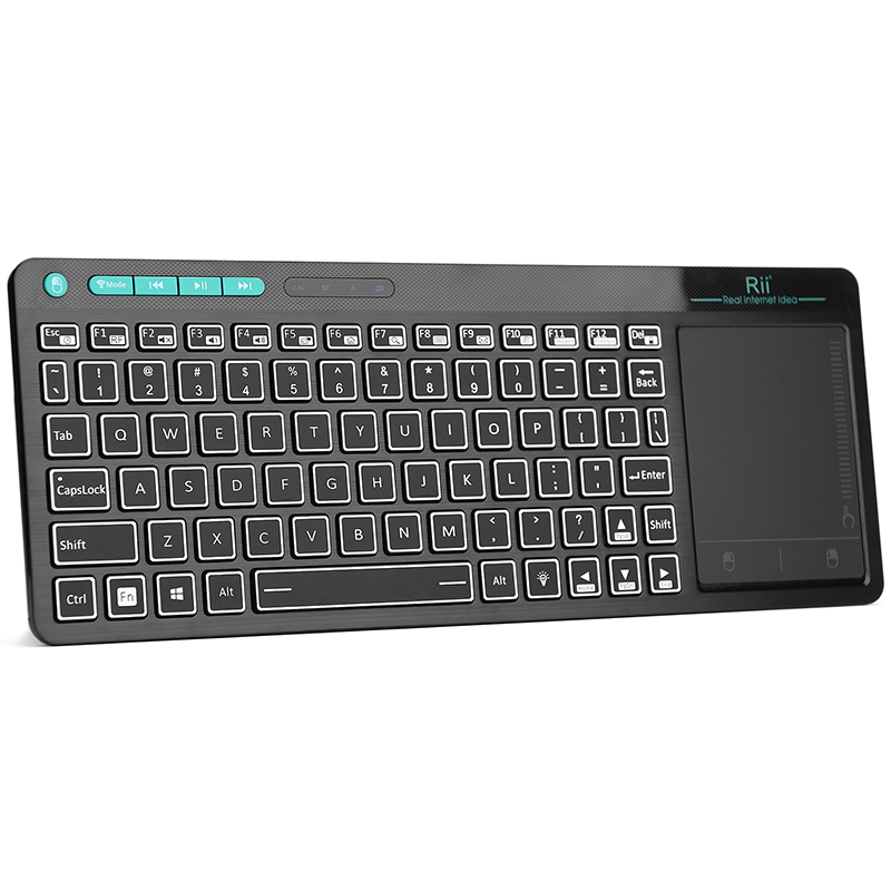 Rii K18S  2.4G+4.0蓝牙无线键盘，带触摸板Multimdeia RGB背光键