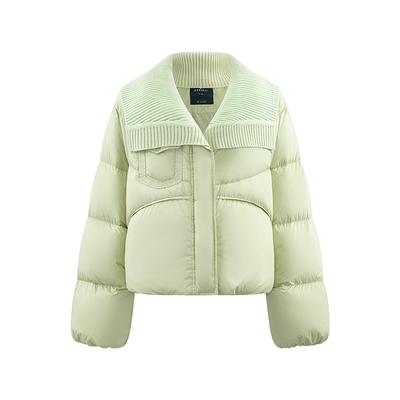 艾莱依可拆卸针织披肩立领羽绒服