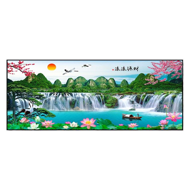 客厅装饰画山水风景单幅挂画沙发背景墙横幅办公室靠山大气招财画